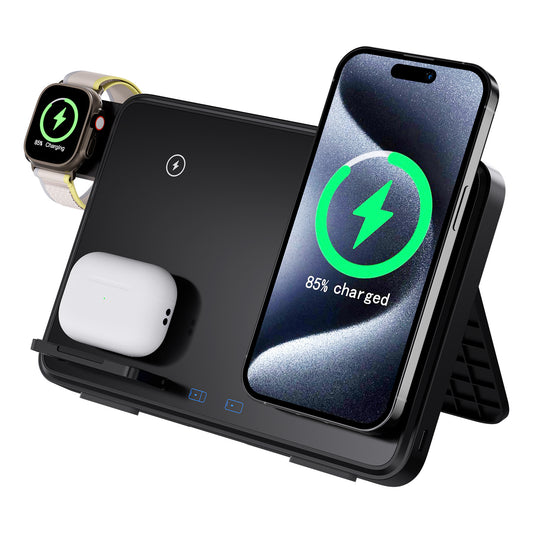 3-in-1 Wireless Charging Pad – 15W Fast Charger for iPhone, Apple Watch, AirPods & Samsung
