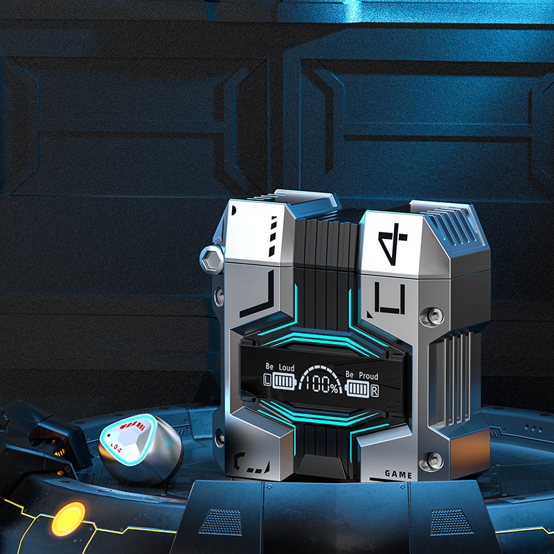 M45 Mecha Gaming TWS Earbuds with Low-Latency Mode and Charging Case
