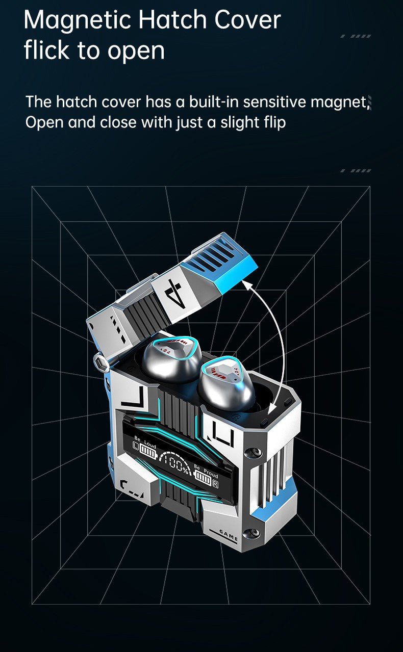 M45 Mecha Gaming TWS Earbuds with Low-Latency Mode and Charging Case