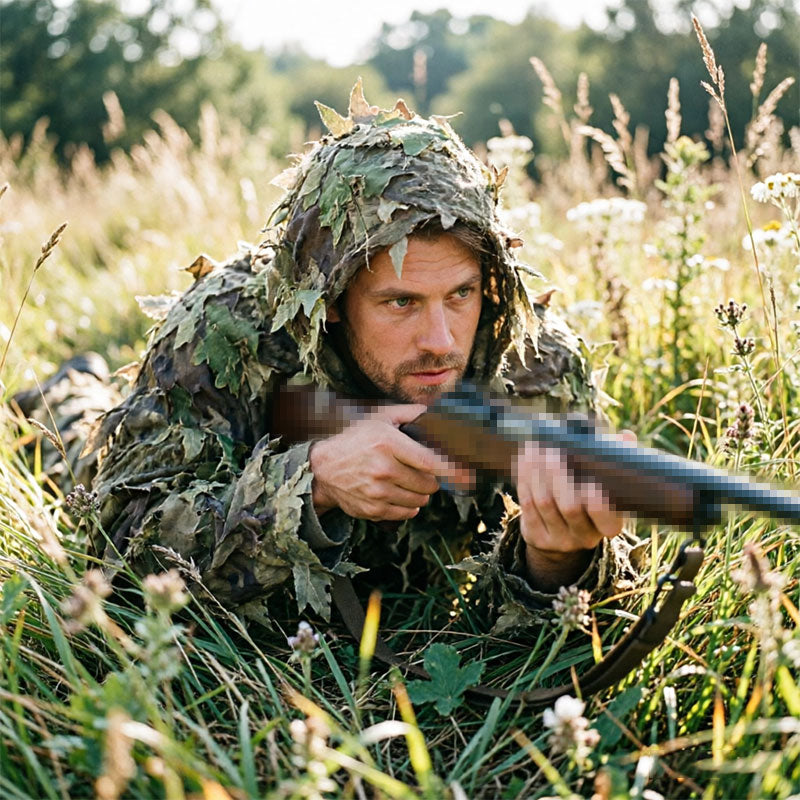 3D Leafy Ghillie Suit Jacket with Hood | Tactical Camo Cloak for Hunting & Airsoft