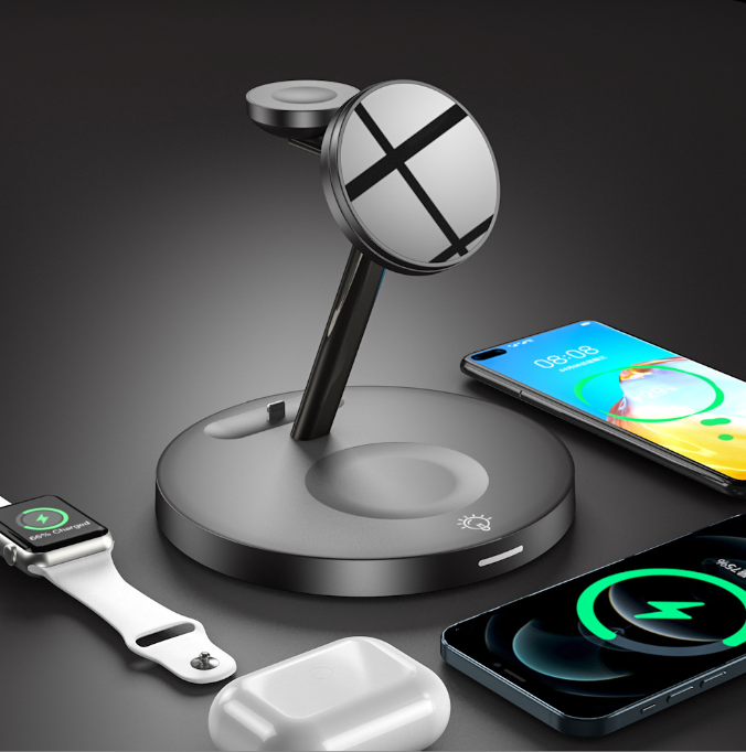 3-in-1 MagSafe Wireless Charger Stand – 15W Magnetic Charging Station for iPhone, Apple Watch & AirPods