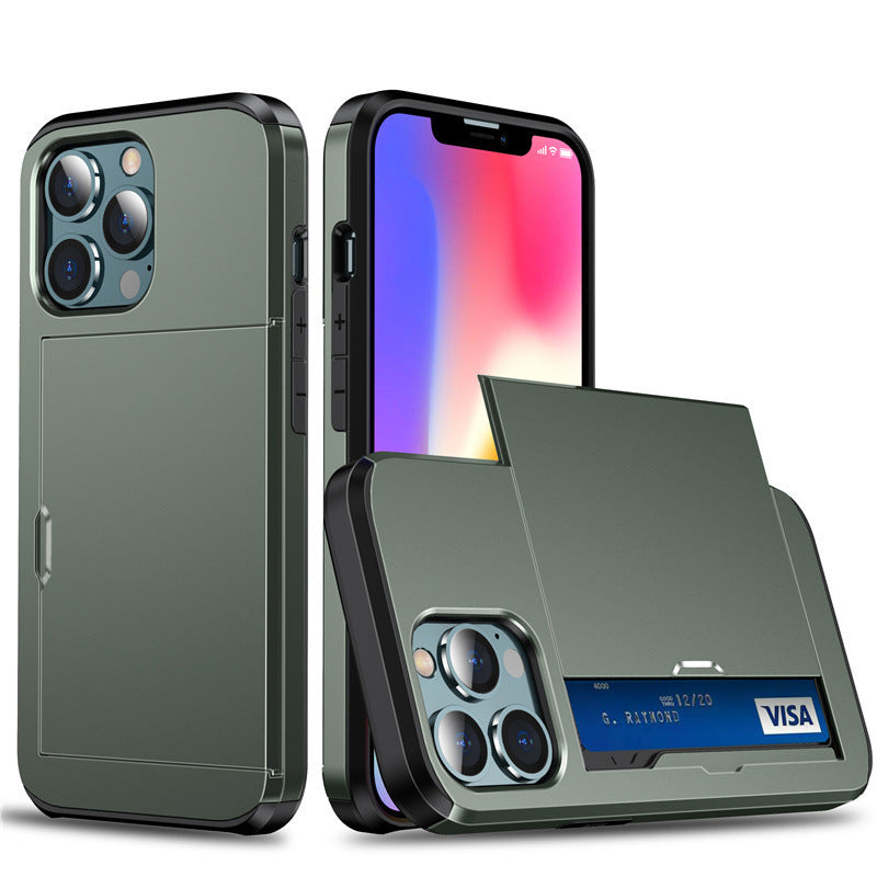 PC Slide Card Holder Case for iPhone 12–17 Models