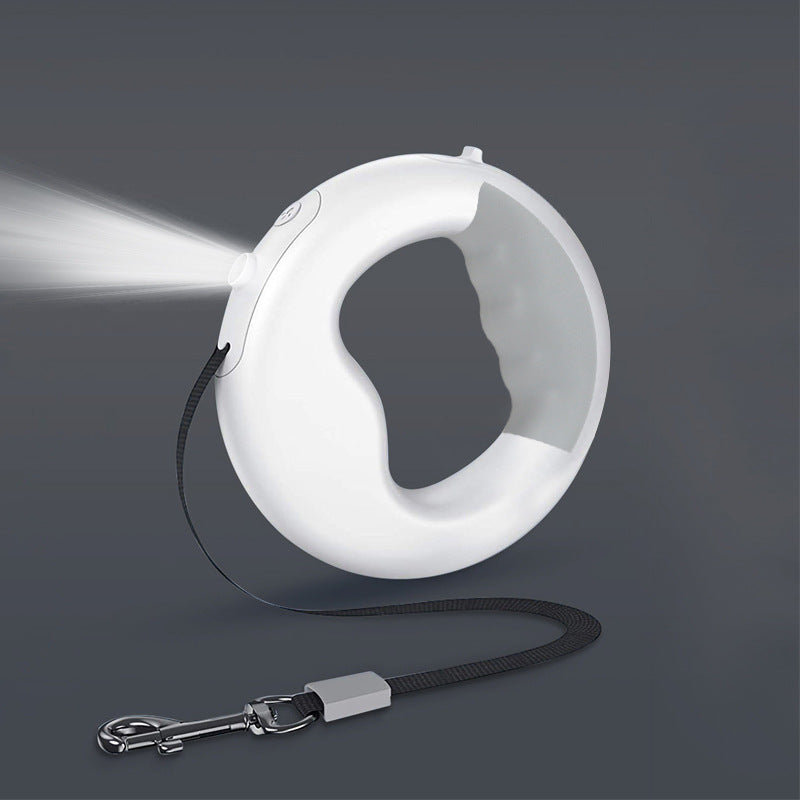 LED Retractable Dog Leash with Built-In Flashlight – 3M Flat Cord, USB Rechargeable, Ring Handle | Up to 44 lbs | 4 Colors