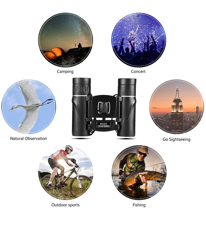 8×21 Compact Binoculars with BaK-4 Prism and FMC Optics