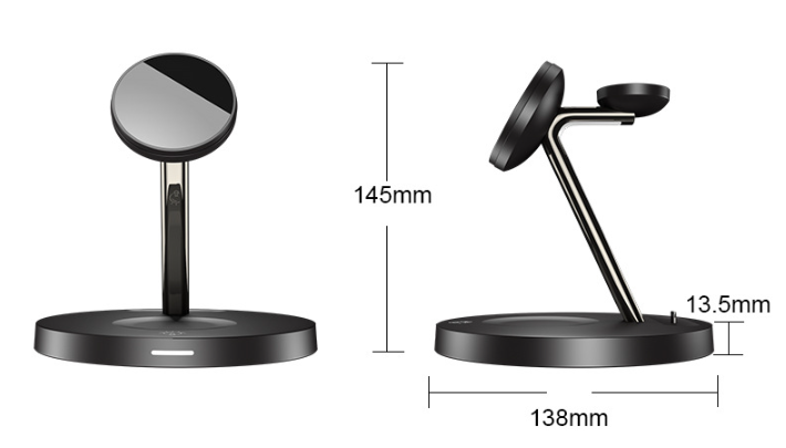 3-in-1 MagSafe Wireless Charger Stand – 15W Magnetic Charging Station for iPhone, Apple Watch & AirPods