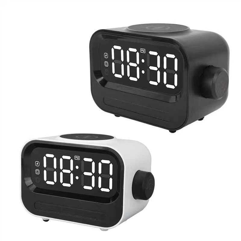 Bluetooth Speaker Alarm Clock with 15W Wireless Charging & Voice-Controlled Light