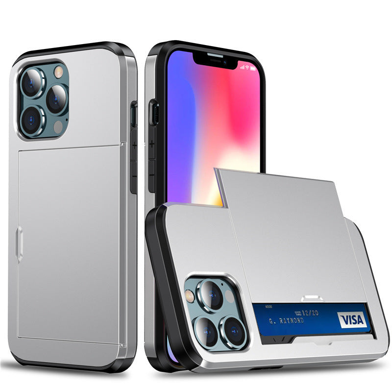 PC Slide Card Holder Case for iPhone 12–17 Models