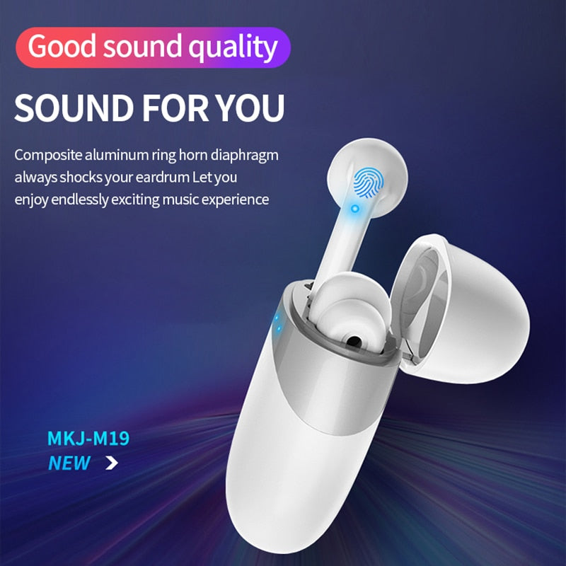 M19 TWS Wireless Bluetooth 5.0 Earbuds – Touch Control Stereo Bass Headset