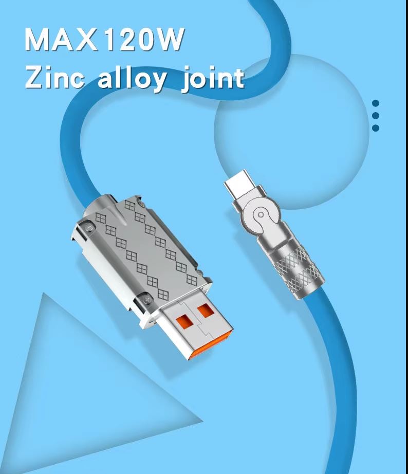 1m Rotatable Fast-Charging Cable with Type-C and iPhone Options