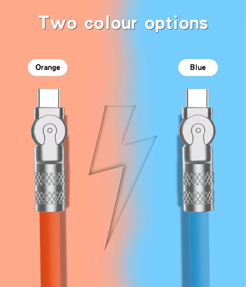 1m Rotatable Fast-Charging Cable with Type-C and iPhone Options