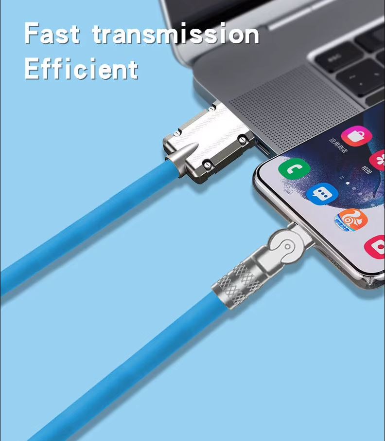 1m Rotatable Fast-Charging Cable with Type-C and iPhone Options