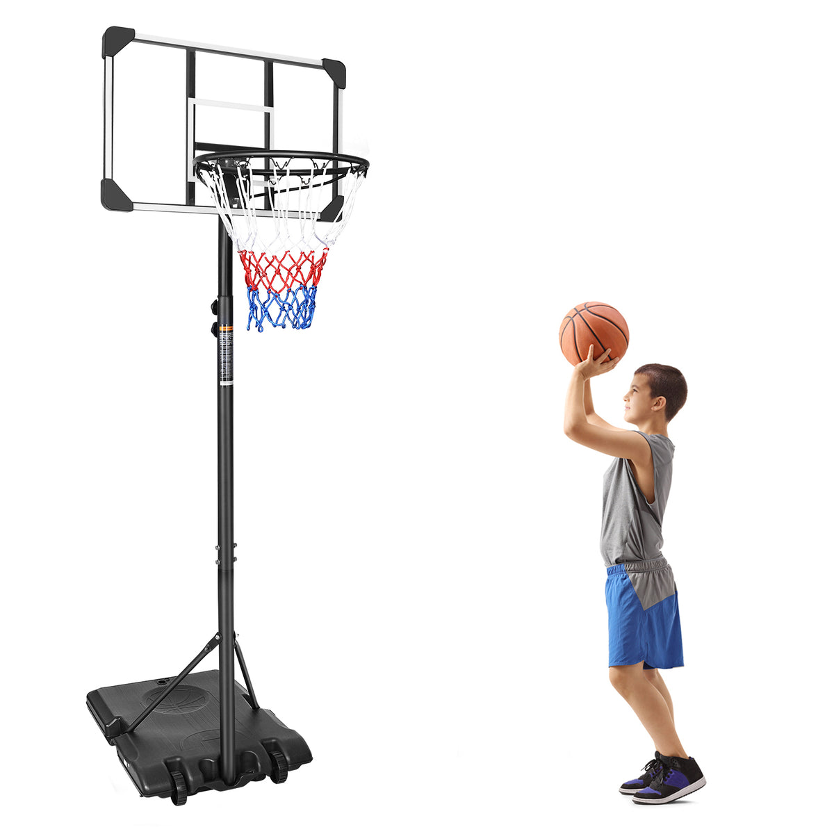 Portable Adjustable Basketball Hoop with 28-Inch Backboard and Wheels