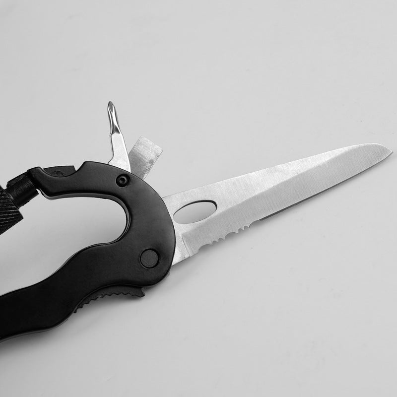 5-in-1 Outdoor Multi-Tool Carabiner with 7.5 cm Blade