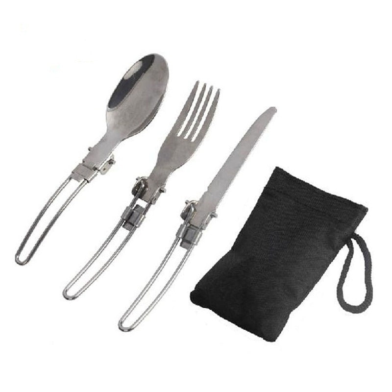 Portable Aluminum Camping Cookware Set – Folding Handle Pot & Pan for 1-2 People