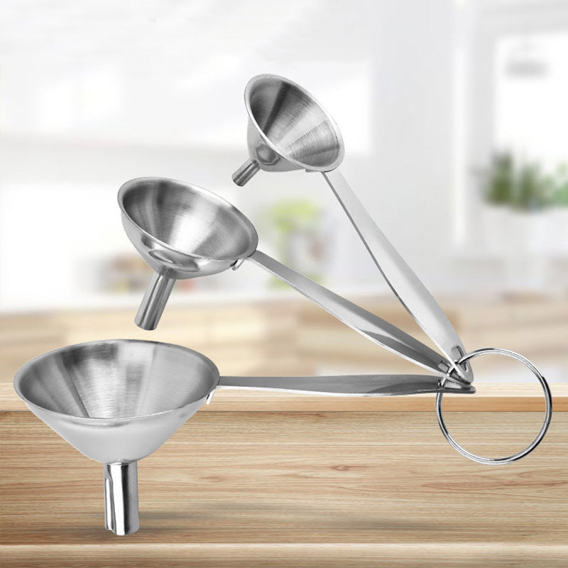 3-Piece Stainless Steel Mini Funnel Set | Oil, Wine & Kitchen Liquid Funnels