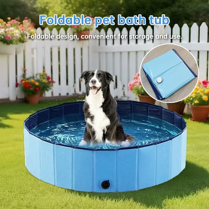 Foldable Dog Pool | Portable Pet Bathing Tub with Drain Valve | S, M, L
