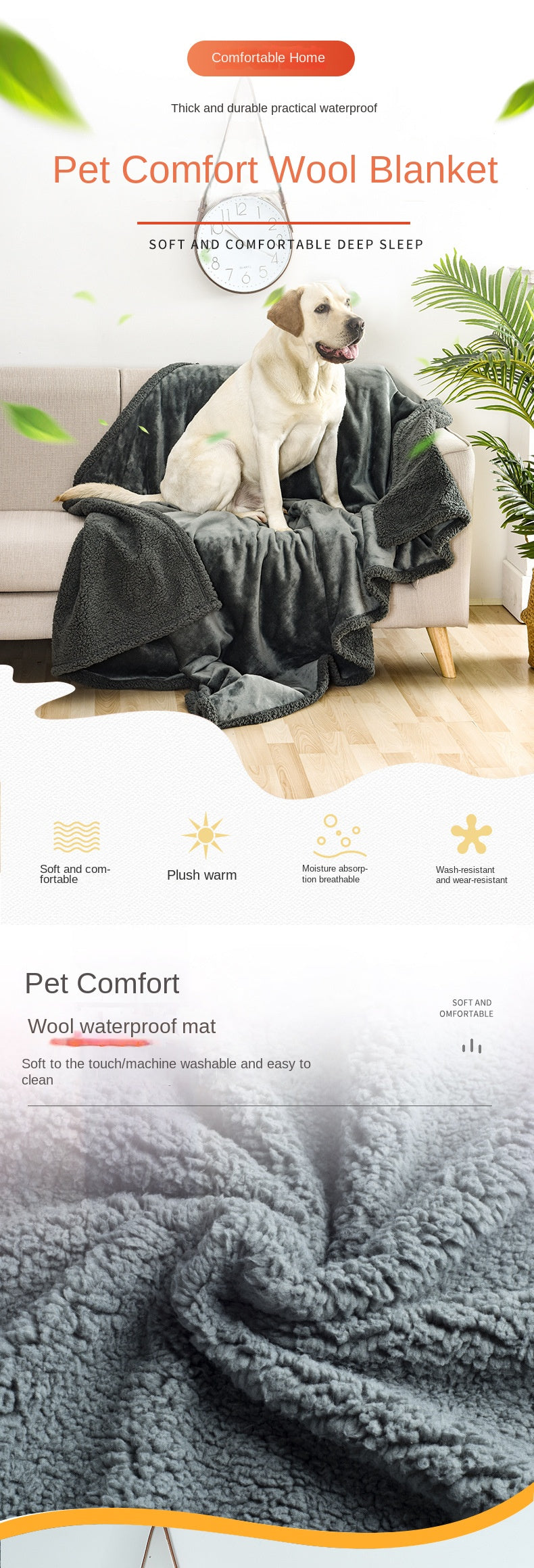 Waterproof Sherpa Fleece Pet Blanket – Soft Plush Throw Pad for Dogs & Cats