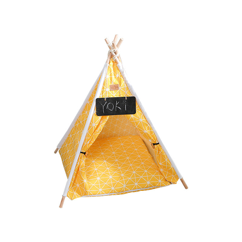 Linen Teepee Pet Tent with Removable Cushion – Wooden Frame, Washable | Cats & Small Dogs | 9 Designs