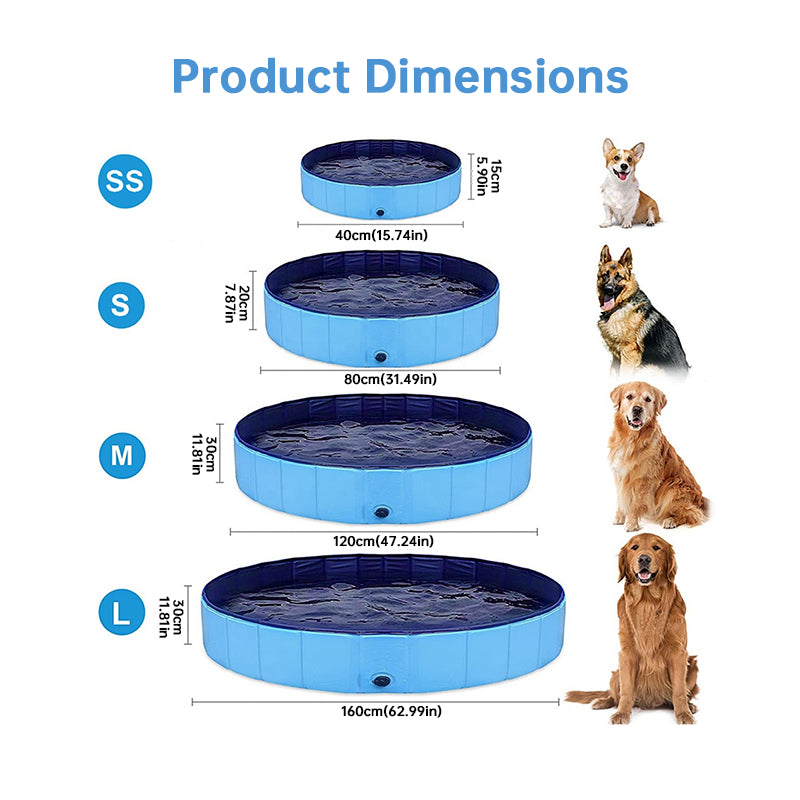 Foldable Dog Pool | Portable Pet Bathing Tub with Drain Valve | S, M, L