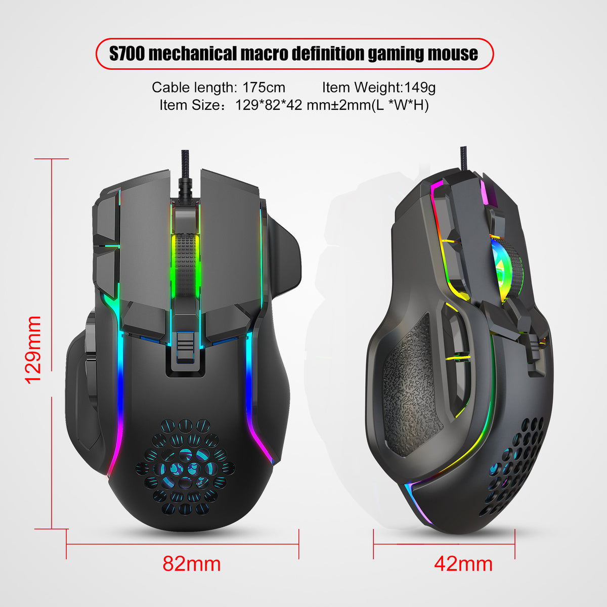 S700 10-Key Programmable RGB Gaming Mouse