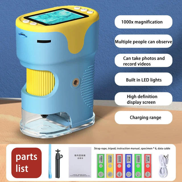 Pocket Handheld LED Microscope with Display and Memory Card