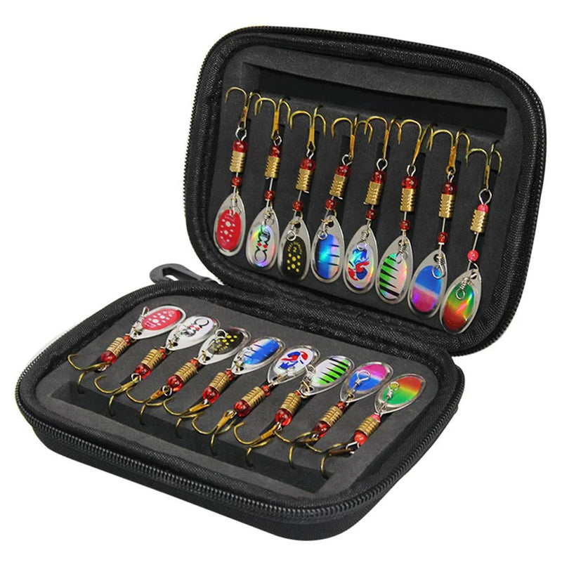 16-Piece Metal Fishing Lure Set with 16-Slot Storage Bag