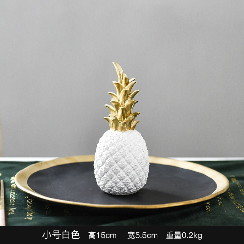 Resin Pineapple Figurine | Gold Crown Home Decor Sculpture | 3 Colors, 3 Sizes