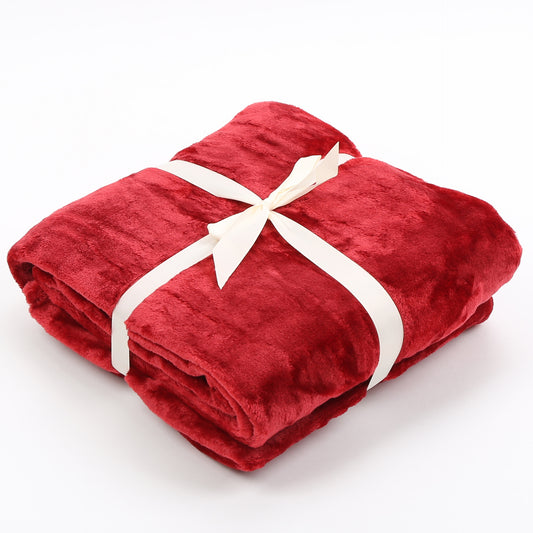 Thick Flannel Throw Blanket – Soft Single Nap Blanket for Office, Sofa & Home