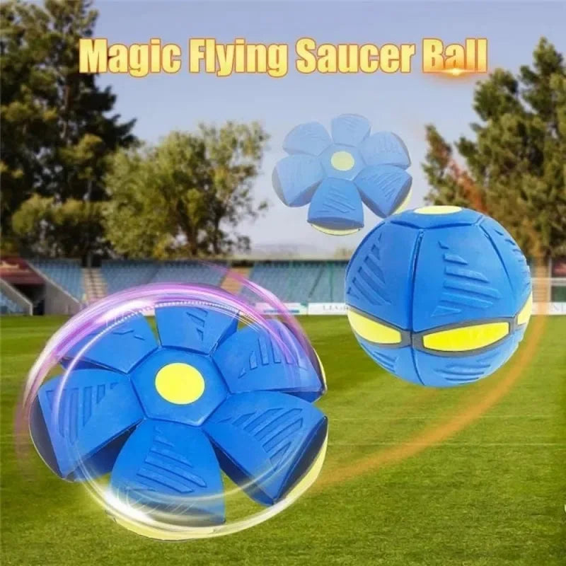 2-in-1 UFO Flying Saucer & Magic Ball LED Dog Toy – Press-to-Pop, High Bounce, Light-Up | Dogs | 6 Colors | 3 or 6 Lights