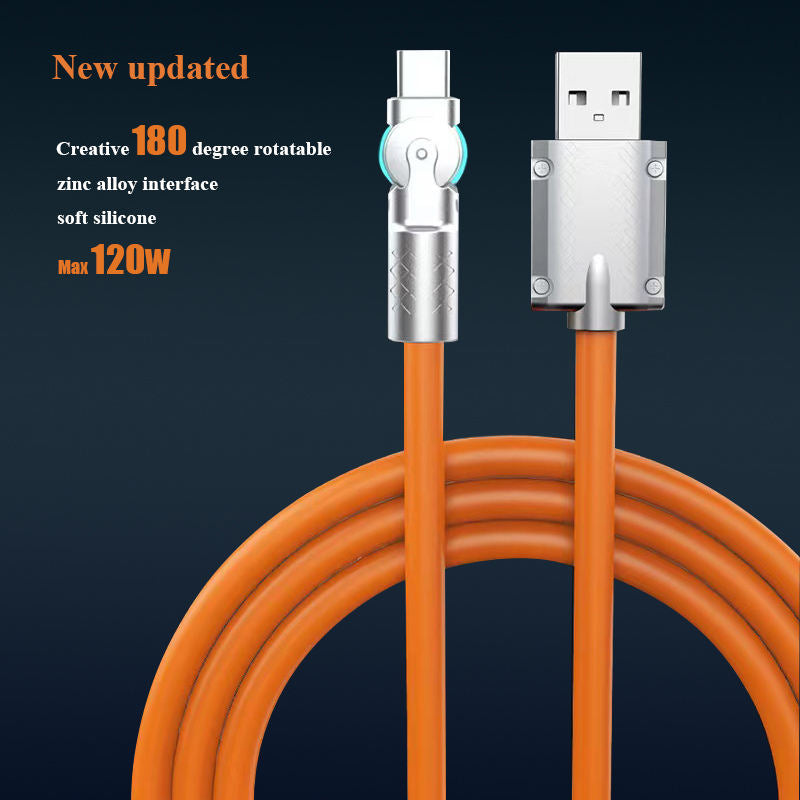 1m Rotatable Fast-Charging Cable with Type-C and iPhone Options