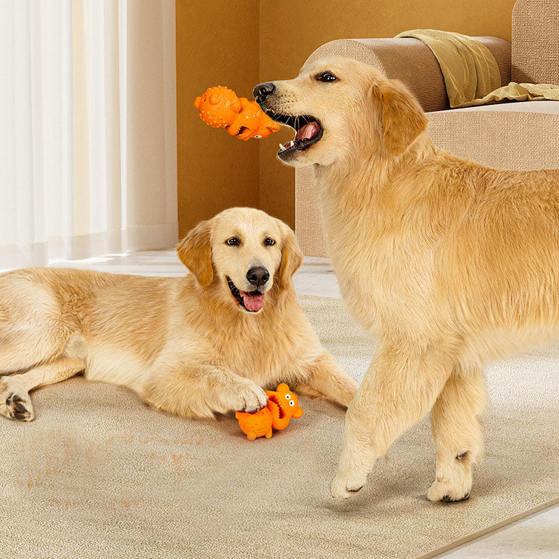 Orange Monkey Rubber Chew & Treat-Dispensing Dog Toy – Nubby Dental Texture, Hollow Treat Fill, Bite-Resistant | Dogs