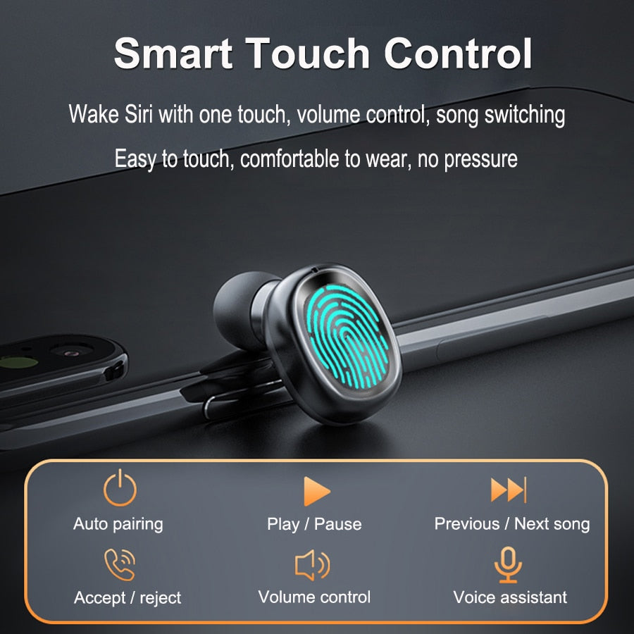 B9 Bluetooth 5.0 Wireless Earbuds with Touch Controls and Charging Case