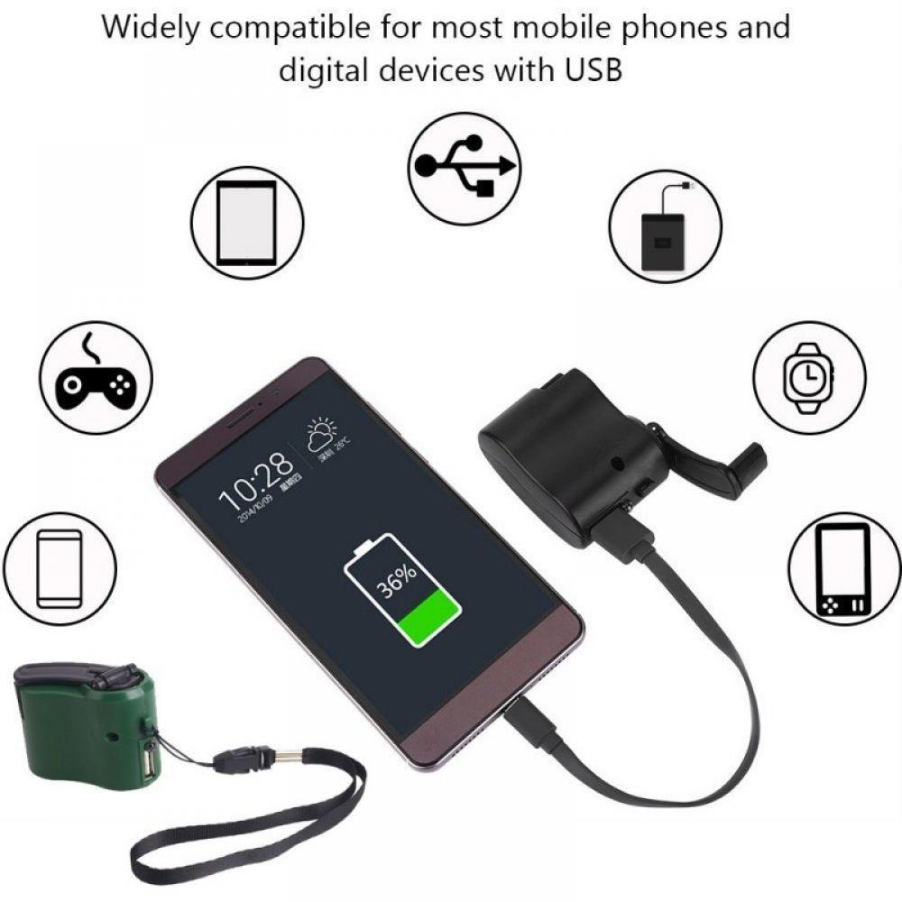 Hand-Crank USB Emergency Charger with LED Light, 5V/600mA