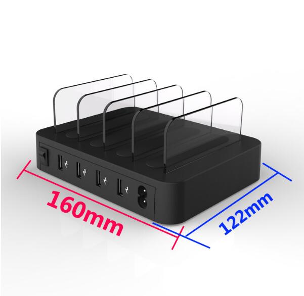 4-Port 24W USB Charging Station Dock with Device Organizer