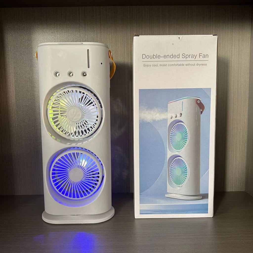Dual-Head Misting Desktop Fan – Rechargeable Oscillating Spray Fan for Office, Home & Dorm