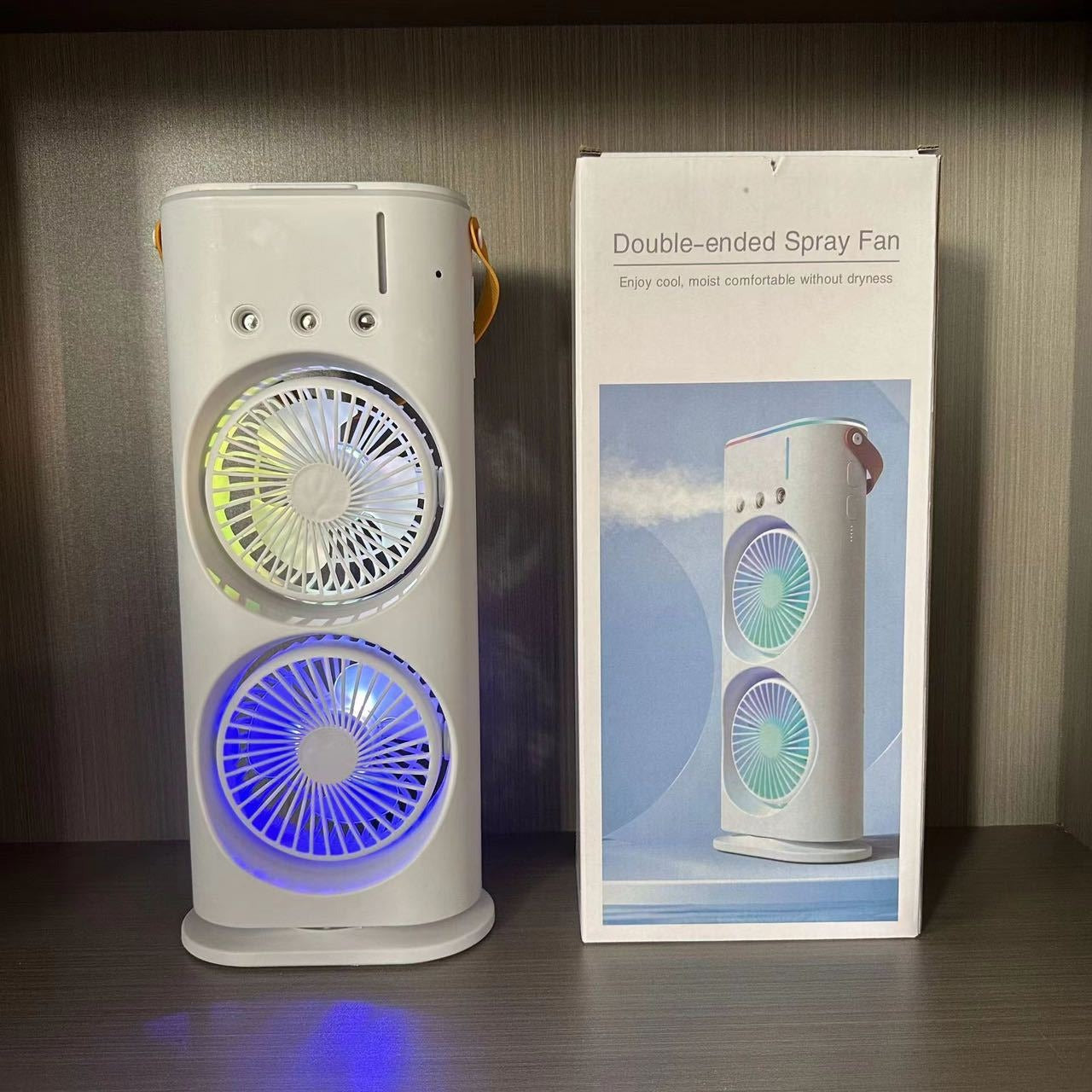 Dual-Head Misting Desktop Fan – Rechargeable Oscillating Spray Fan for Office, Home & Dorm
