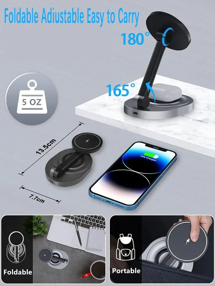 3-in-1 Magnetic Wireless Charging Stand for Phone, Watch and Earbuds