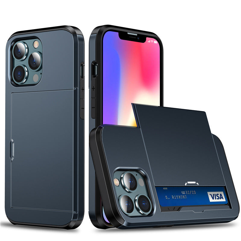 PC Slide Card Holder Case for iPhone 12–17 Models