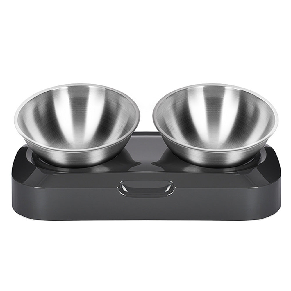 Tilted Raised Stainless Steel Pet Bowl – 15° Angled Base, Ergonomic Posture, Removable Bowl | Cats & Dogs | Single & Double