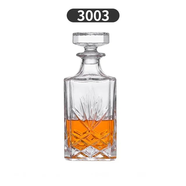 750ml Lead-Free Crystal Glass Whiskey Decanter – 6 Cut-Glass Designs | Airtight Stopper | Home Bar & Gift
