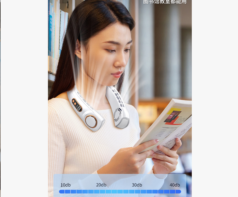 Bladeless Rechargeable Neck Fan – 5-Speed Hands-Free Portable Fan for Outdoor, Travel & Office