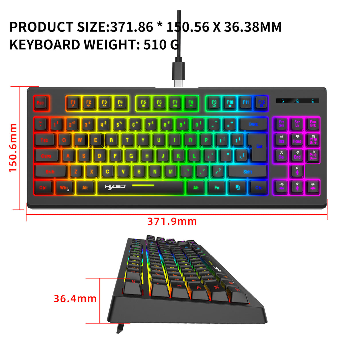 L100 87-Key 2.4G Wireless RGB Membrane Keyboard