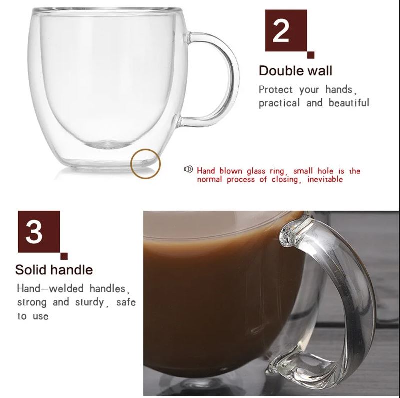 Double-Wall Borosilicate Glass Mug – Heat-Resistant Transparent Coffee & Tea Cup