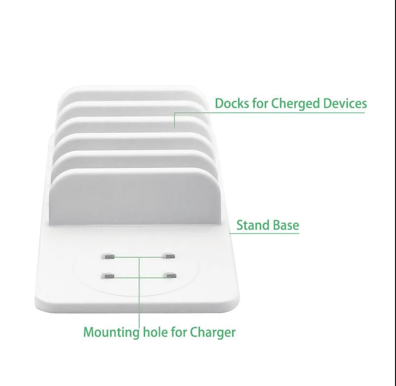 5-Port USB Charging Station with LED Night Lamp, QC 3.0