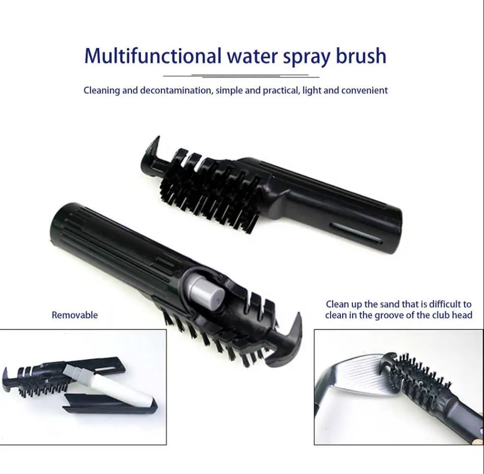 Golf Club Groove Cleaning Brush – Built-In Water Spray Cleaner