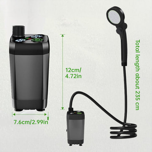 6000mAh Rechargeable Portable Camping Shower with Digital Display