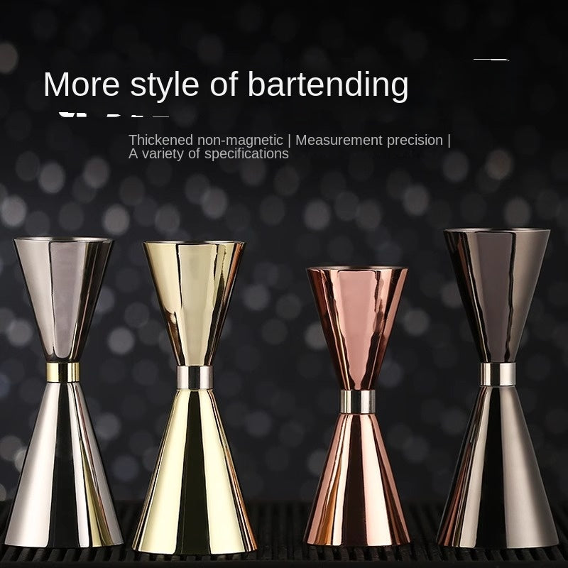 Stainless Steel Dual-Head Cocktail Jigger – Gold Ring Hourglass Measuring Cup