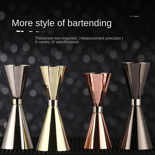 Stainless Steel Dual-Head Cocktail Jigger – Gold Ring Hourglass Measuring Cup