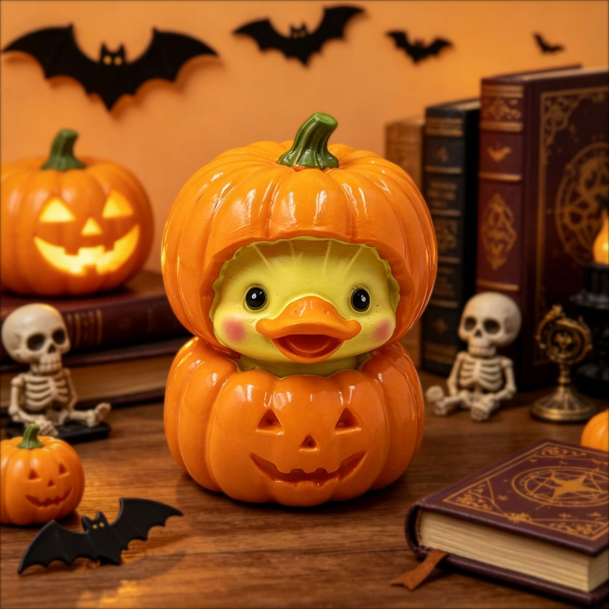 Halloween Pumpkin Duck Resin Desk Ornament