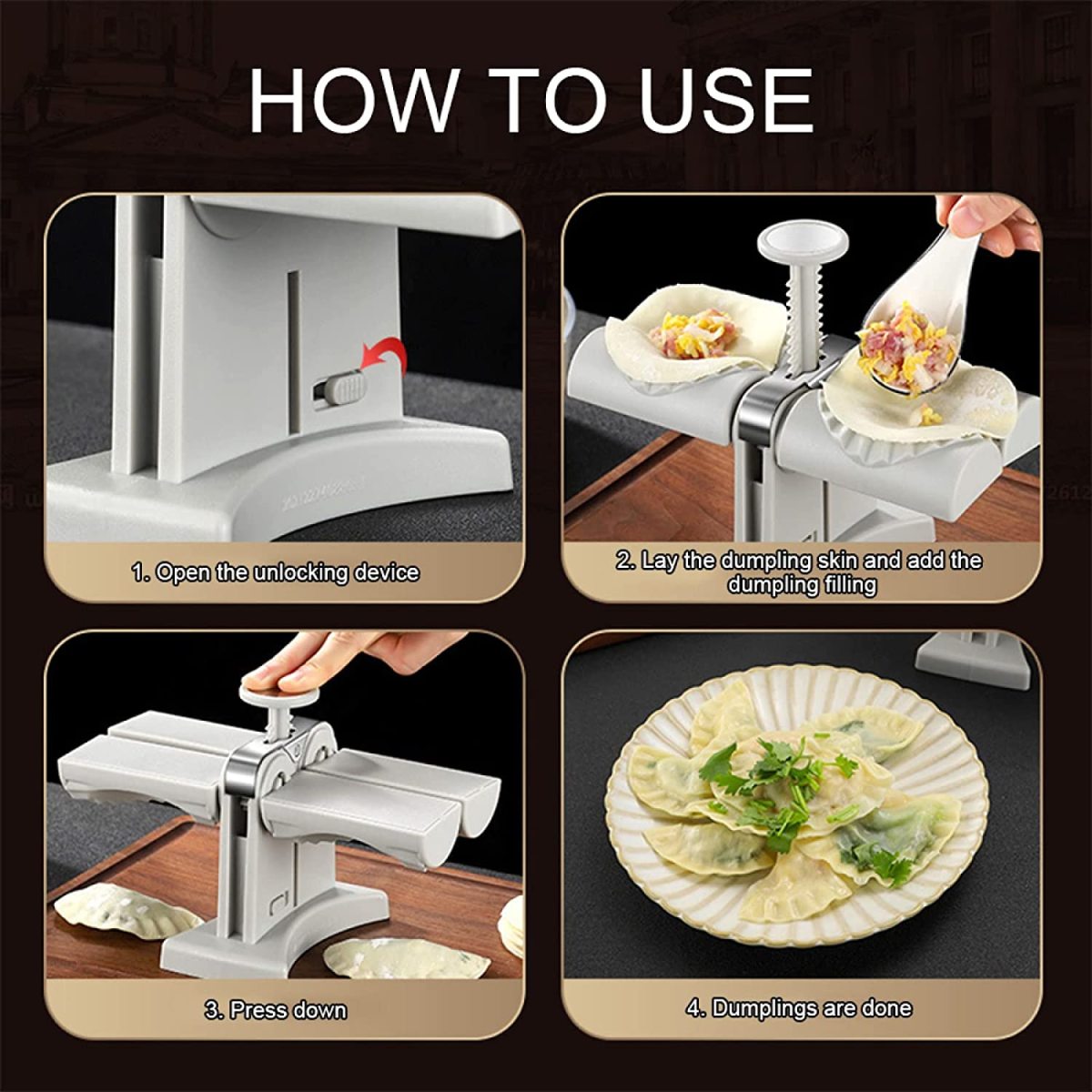 Dual-Head Automatic Dumpling Maker Press Mold | 2-at-a-Time Dumpling Machine